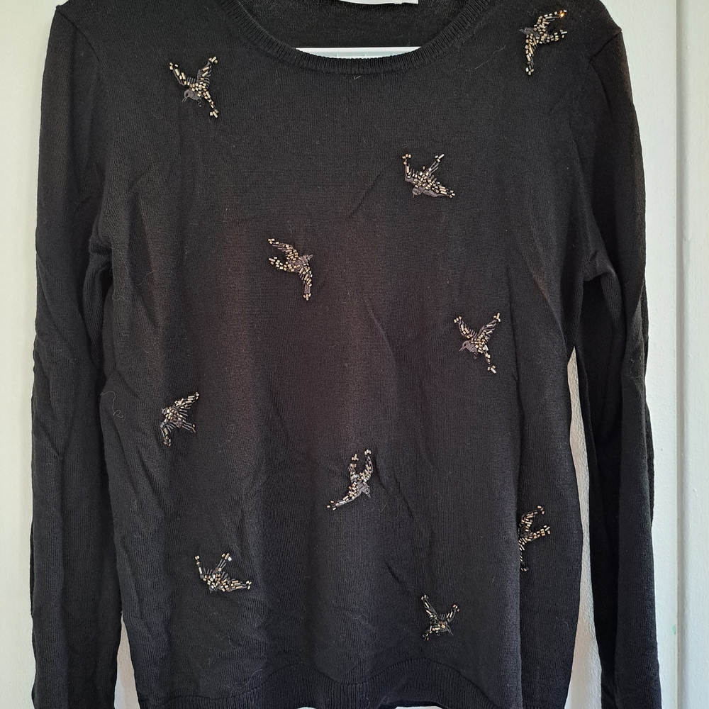 Black Embellished Women's Sweater